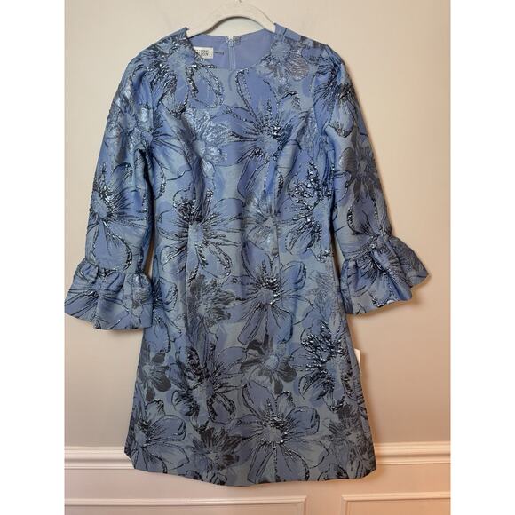 Rickie Freeman for Teri Jon Bell-Sleeve Metallic Floral Jacquard Dress Sz 6 NWT - Picture 4 of 16